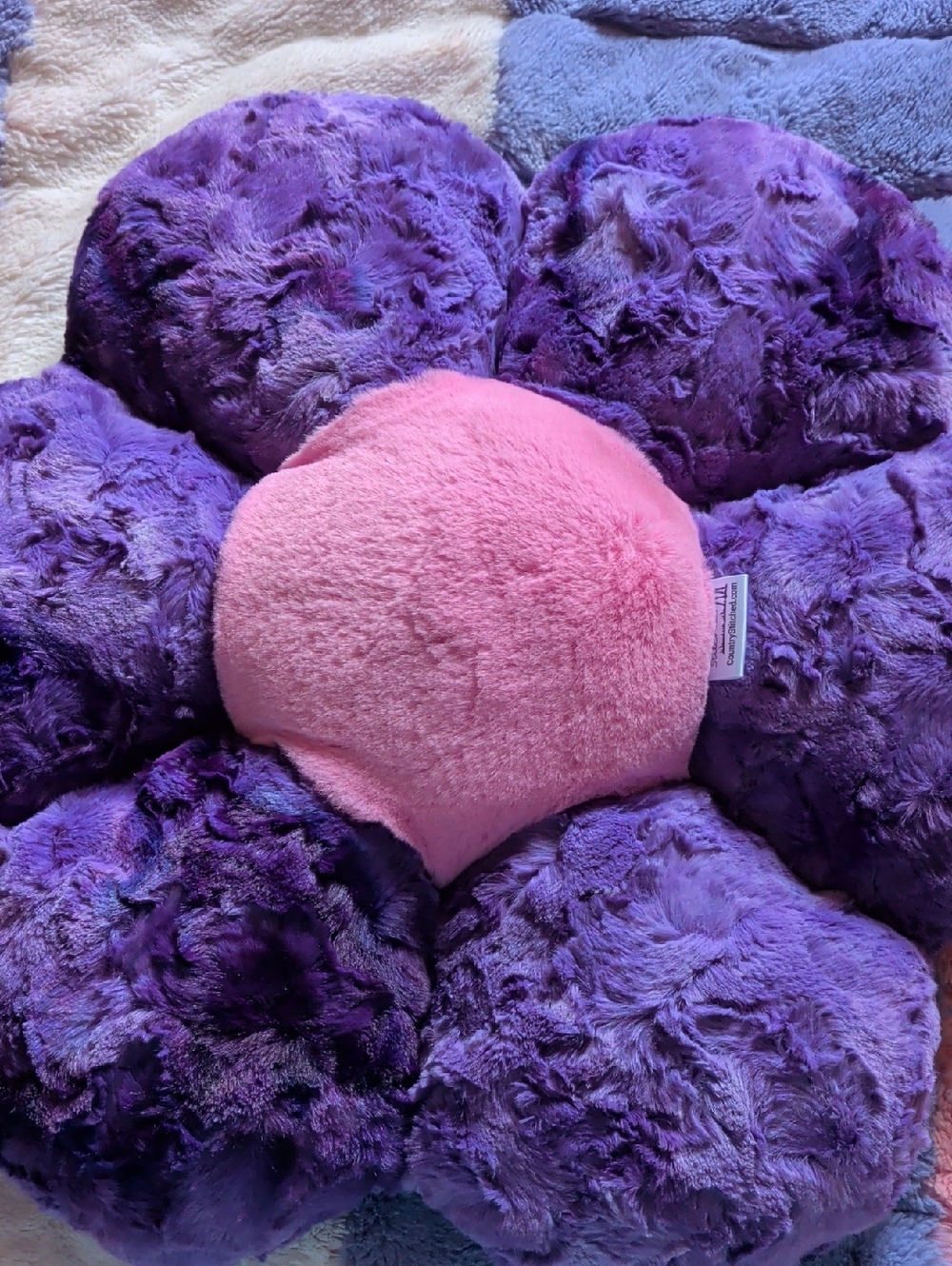 Plush Flower Bath Pillow - Pink Center with Purple Petals